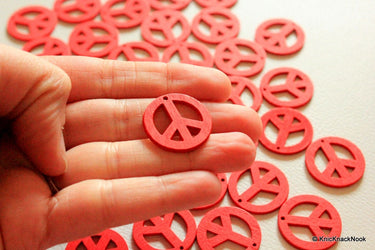 10 x Red Peace Wood Beads 24mm